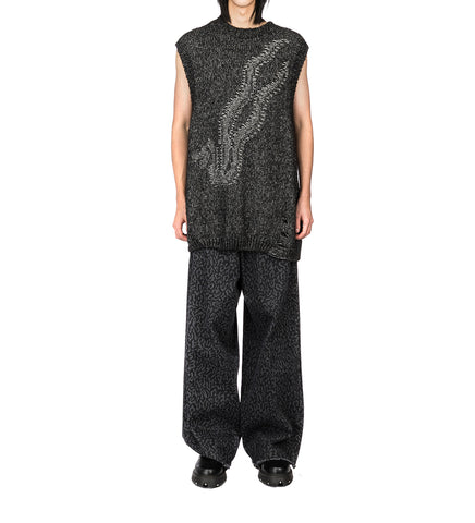 SNAKE INTARSIA VEST BLACK/GREY