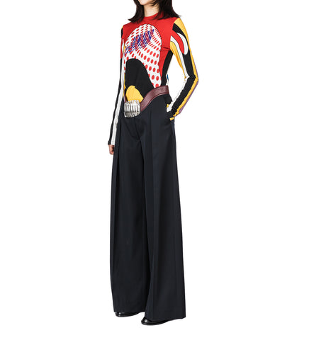 STRETCH LONG SLEEVES TOP PRINTED BODY MAP MULTICOLOR