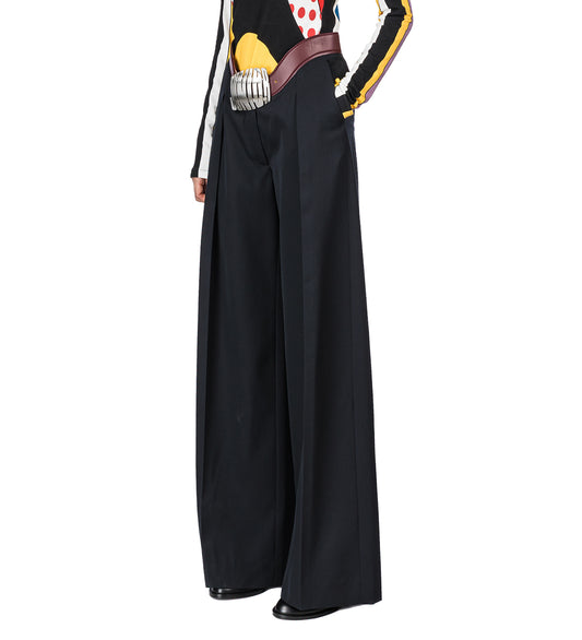 WIDE TAILORED TROUSERS NAVY/BURGUNDY