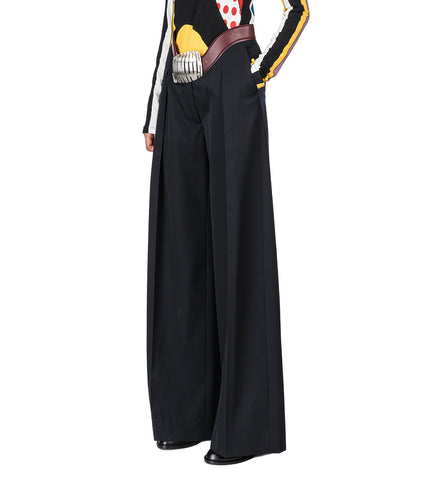 WIDE TAILORED TROUSERS NAVY/BURGUNDY