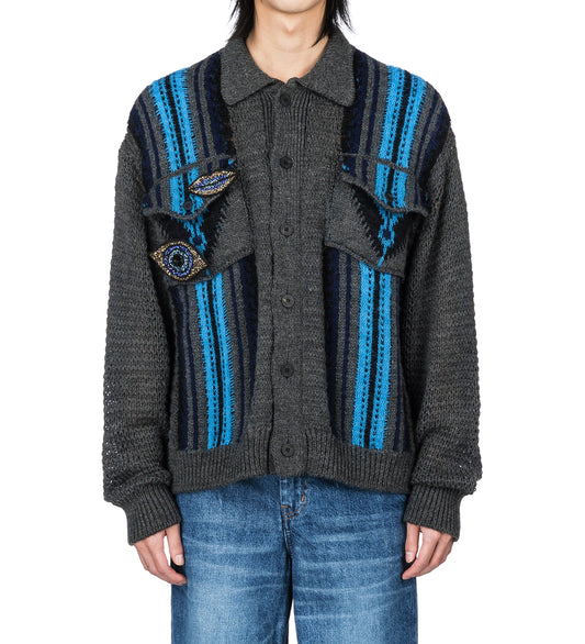 MESH KNIT JACKET GRAY