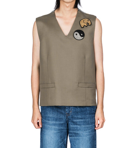 WOOL MOHAIR VEST KHAKI