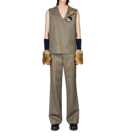 WOOL MOHAIR PANTS KHAKI