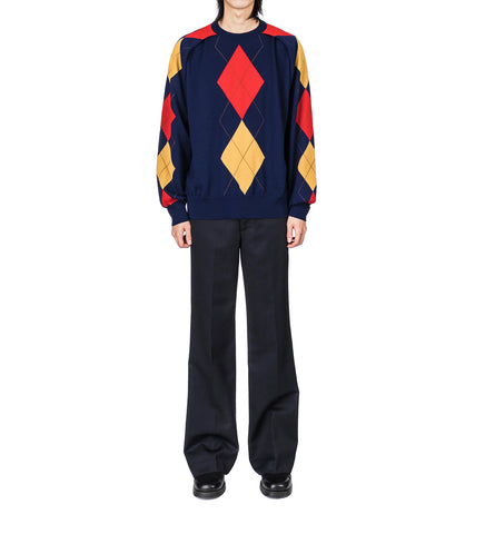 ARGYLE KNIT PULLOVER NAVY
