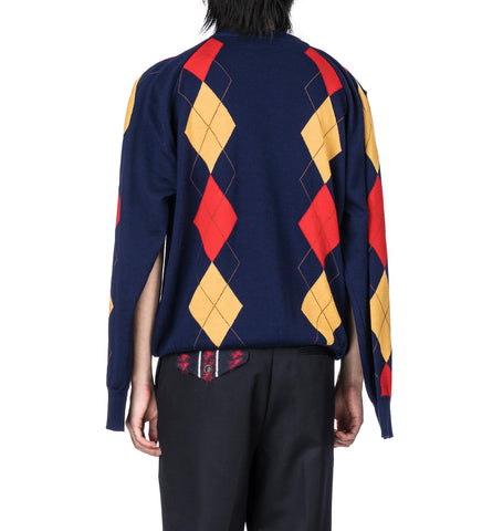 ARGYLE KNIT PULLOVER NAVY