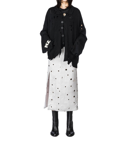 DISTRESSED CARDIGAN BLACK