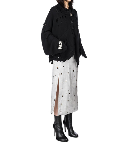 DISTRESSED CARDIGAN BLACK