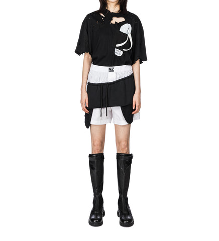 DOUBLE MINI INSIDE OUT SKIRT BLACK