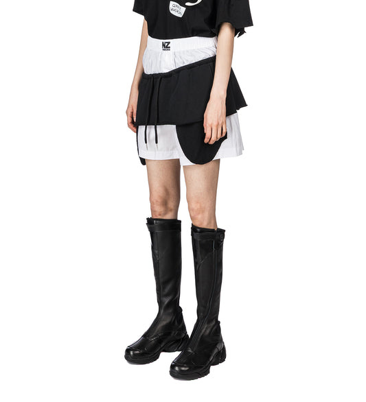 DOUBLE MINI INSIDE OUT SKIRT BLACK