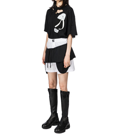 DOUBLE MINI INSIDE OUT SKIRT BLACK