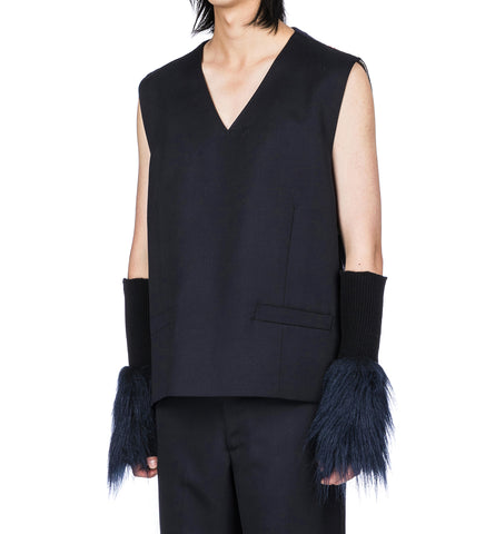 WOOL MOHAIR VEST NAVY