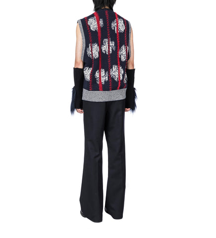 WOOL MOHAIR PANTS NAVY