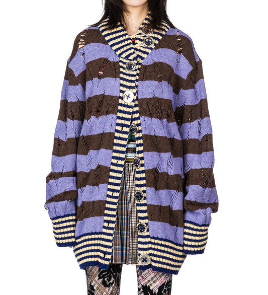 LETTERMAN PURPLE CARDIGAN MULTI