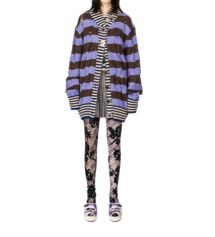 LETTERMAN PURPLE CARDIGAN MULTI
