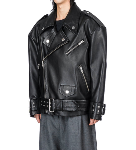 OVERSIZED MOTO JACKET BLACK