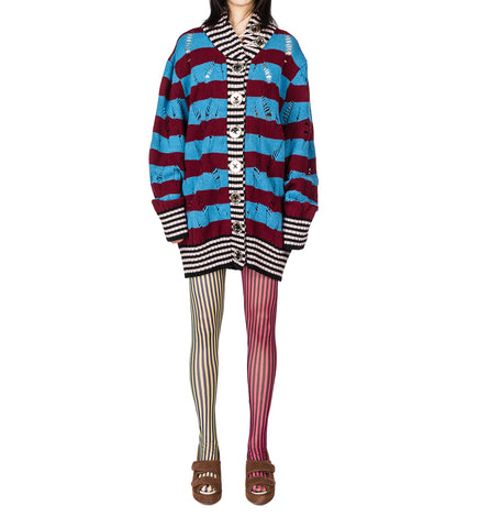 LETTERMAN BLUE CARDIGAN BLUE, RED, PINK, BLACK