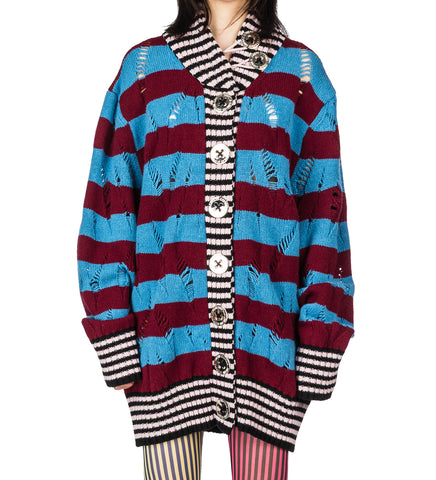 LETTERMAN BLUE CARDIGAN BLUE, RED, PINK, BLACK