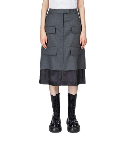 CHOPPED SUIT SKIRT DARK GREY