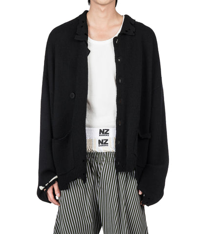 DISTRESSED CARDIGAN BLACK