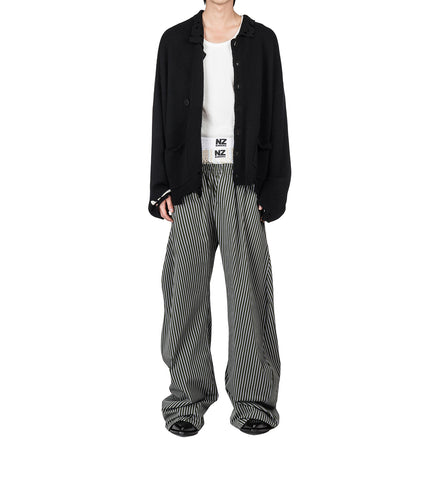 STACKED PANTS GREEN STRIPED/BEIGE
