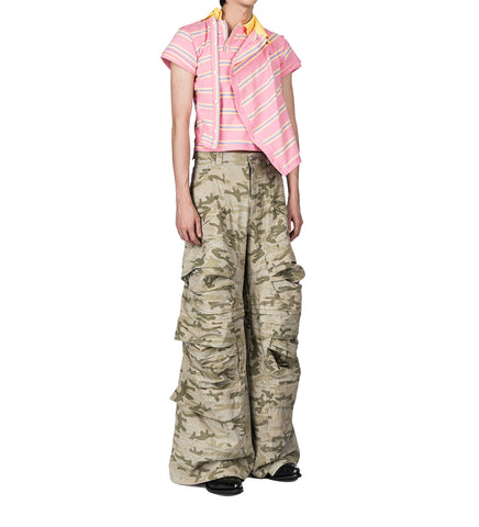 SHRUNKEN DOUBLE POLO PINK STRIPED