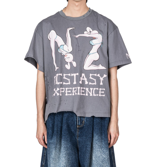 NZ ECSTASY EXPERIENCE DAMACED T-SHIRT ANTHRACITE