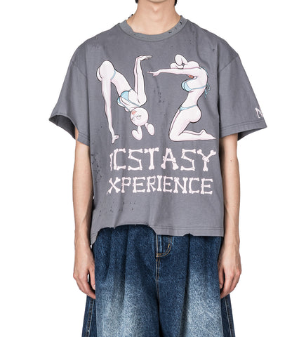 NZ ECSTASY EXPERIENCE DAMACED T-SHIRT ANTHRACITE