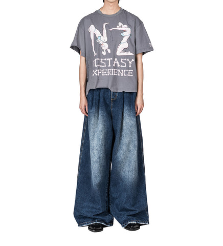 NZ ECSTASY EXPERIENCE DAMACED T-SHIRT ANTHRACITE