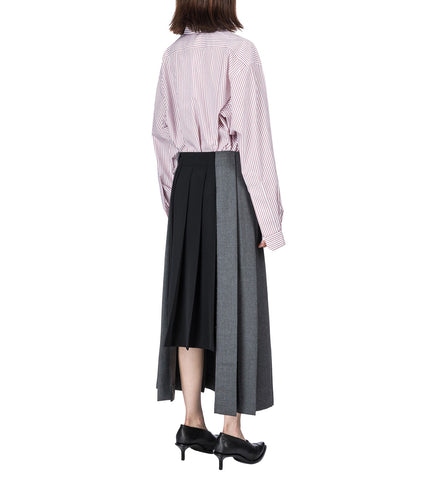 PLEATED SUIT SKIRT DARK GREY