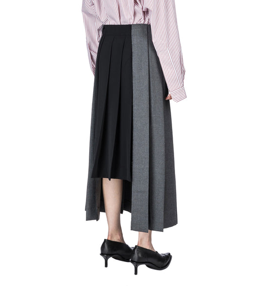 PLEATED SUIT SKIRT DARK GREY