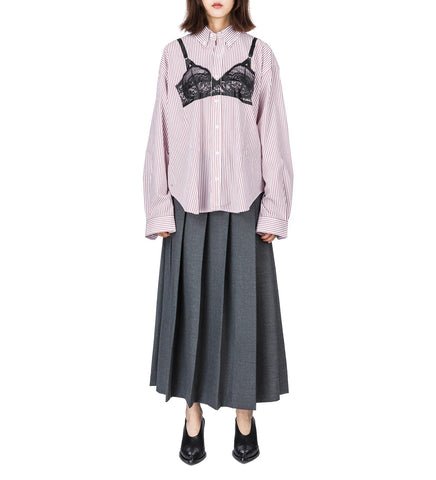 PLEATED SUIT SKIRT DARK GREY