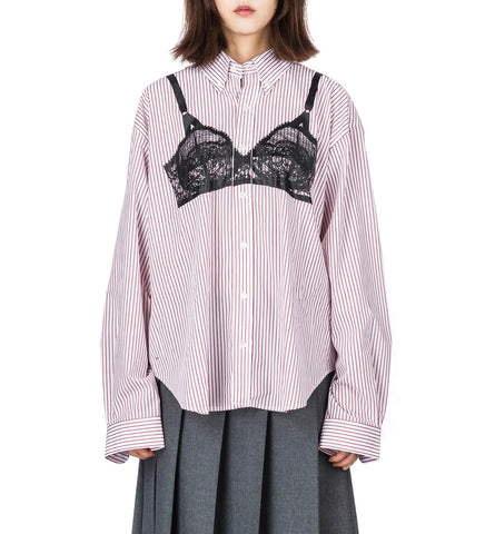 TROMPE L'OEIL BUTTON DOWN SHIRT WHITE/RED