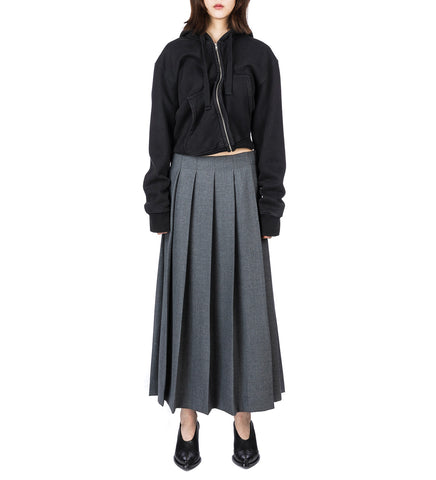 PLEATED SUIT SKIRT DARK GREY