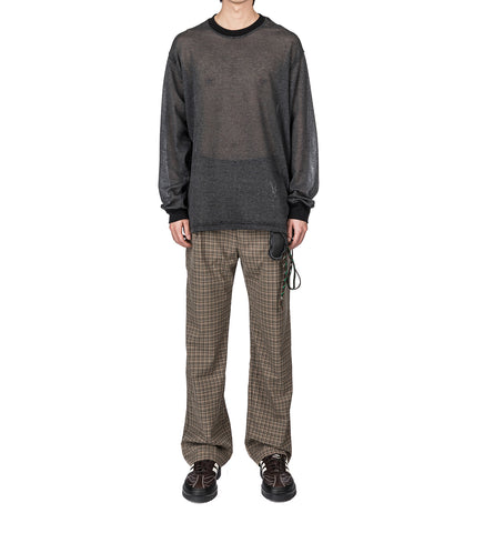 LOOSE PLEATED PANT BROWN CHECK