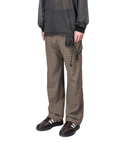 LOOSE PLEATED PANT BROWN CHECK