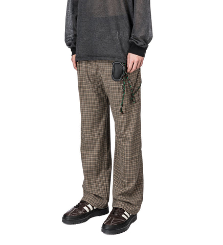 LOOSE PLEATED PANT BROWN CHECK