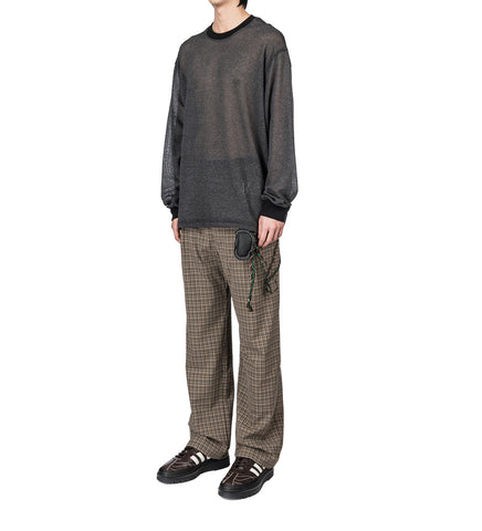 LOOSE PLEATED PANT BROWN CHECK