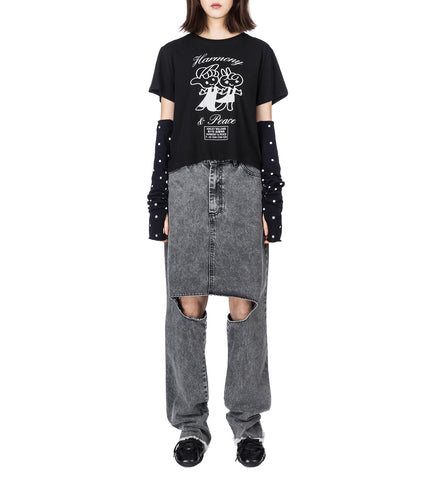 CROPPED T-SHIRT HARMONY & PEACE BLACK