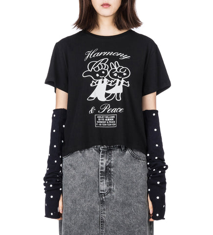 CROPPED T-SHIRT HARMONY & PEACE BLACK
