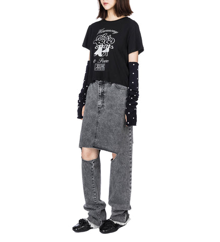 CROPPED T-SHIRT HARMONY & PEACE BLACK