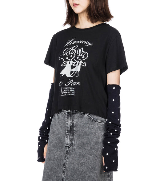 KNIT ARM WARMER WHITE POLKA DOT