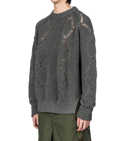 MOTIF KNIT PULLOVER GRAY