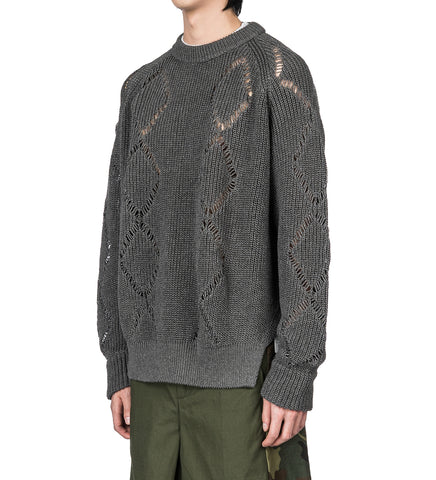 MOTIF KNIT PULLOVER GRAY