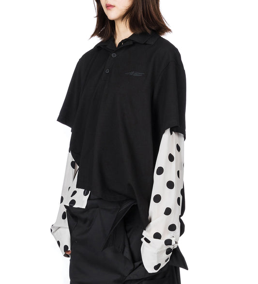 POLKA DOT POLO SHIRT BLACK/BEIGE