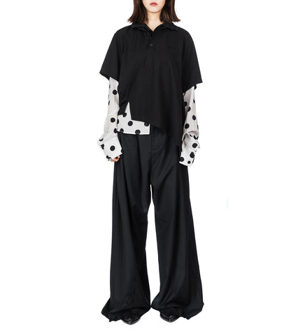 FOLDED WOOL TROUSERS BLACK