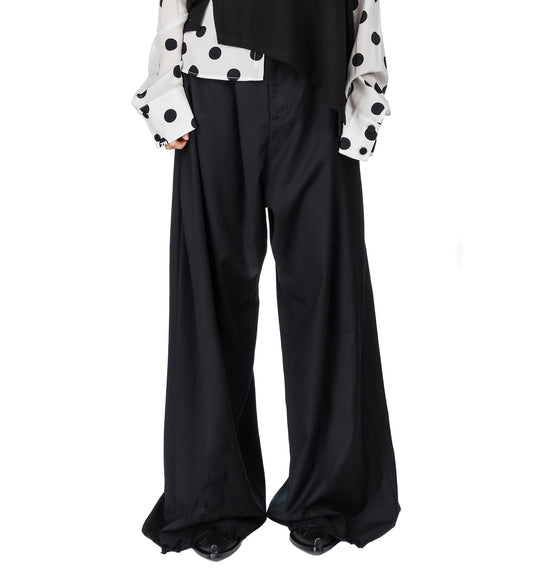 FOLDED WOOL TROUSERS BLACK