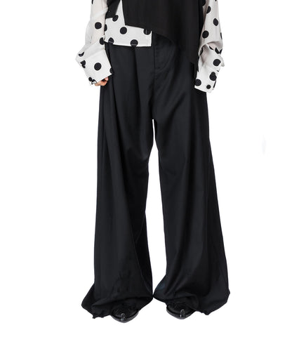 FOLDED WOOL TROUSERS BLACK