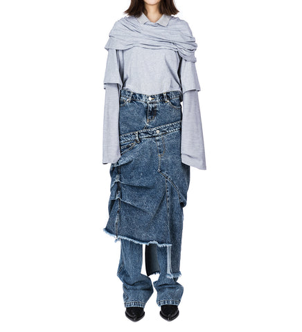 DOUBLE SKIRT DARK WASH