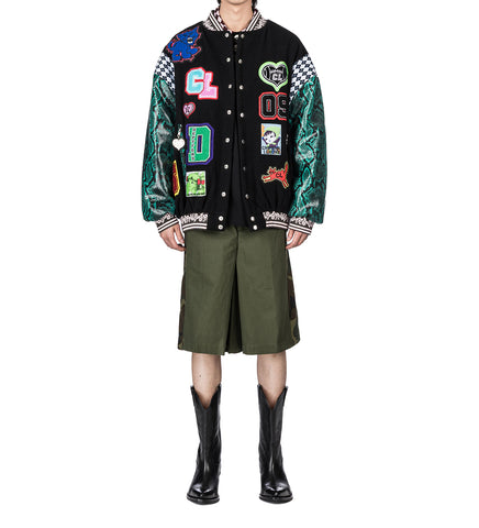LETTERMAN JACKET BLACK MULTI