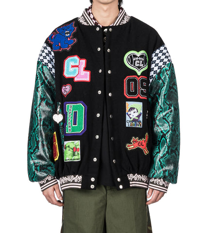 LETTERMAN JACKET BLACK MULTI